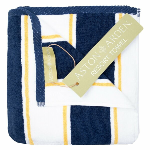 Monarch Brands Aston & Arden Pinstriped Beach Towel - Navy/Yellow PNP-BT-PINSTR-25NY